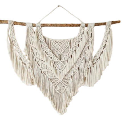 Astrohuge Boho Macramé Wall Tapestry on Wood Rod